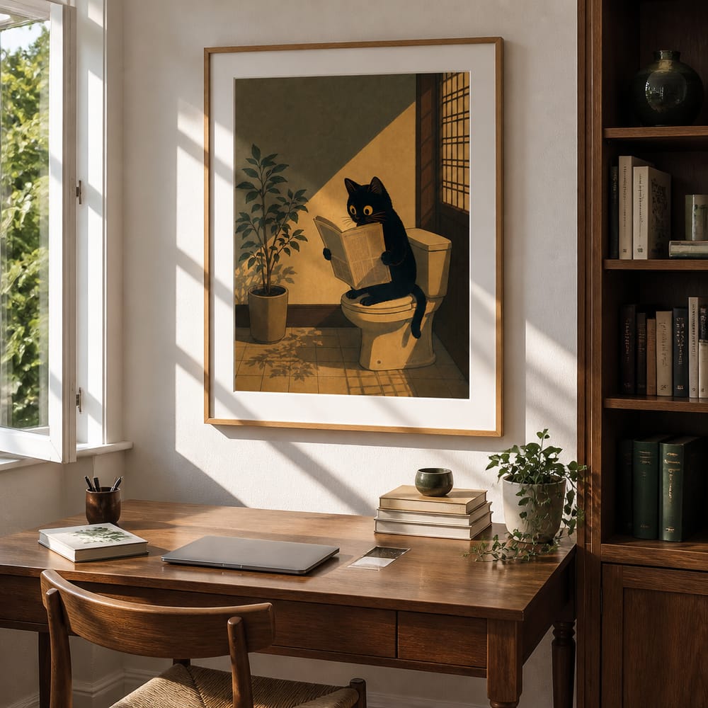 Poster mockup with a mat in a home office