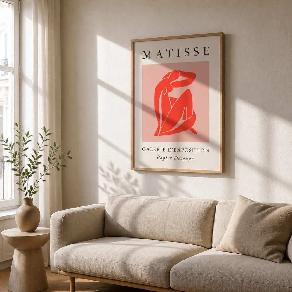 The generated room mockup of the Matisse poster