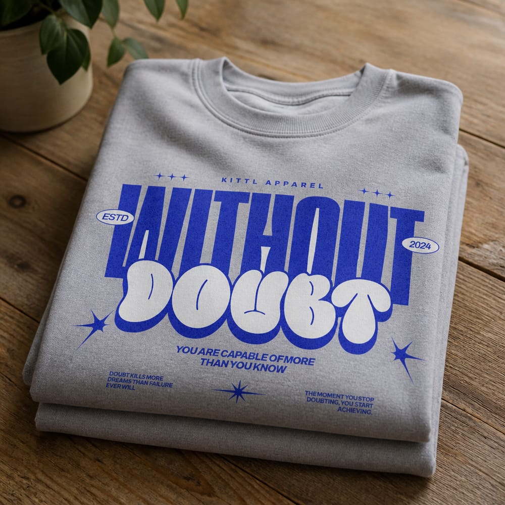 Folded t-shirt mockup in a retail stack