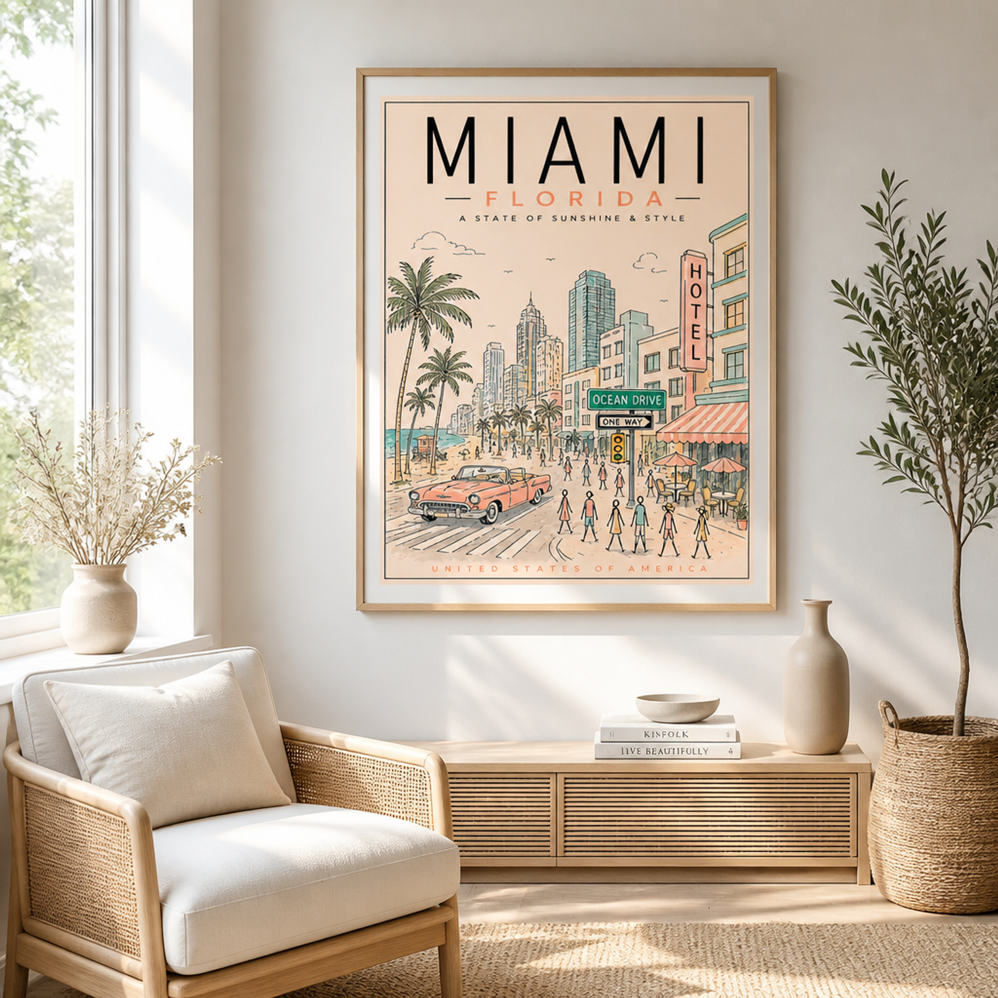 Poster mockup comparison in different room settings