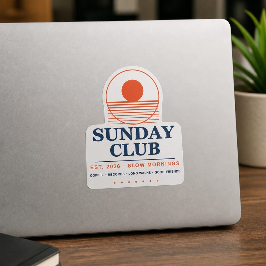 Old AI sticker mockup on a closed laptop lid