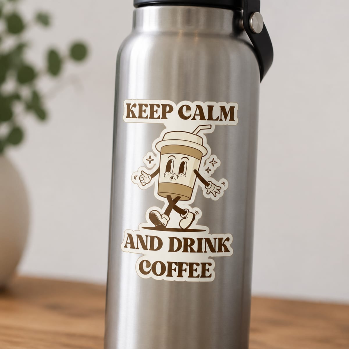 Sticker mockup on a water bottle
