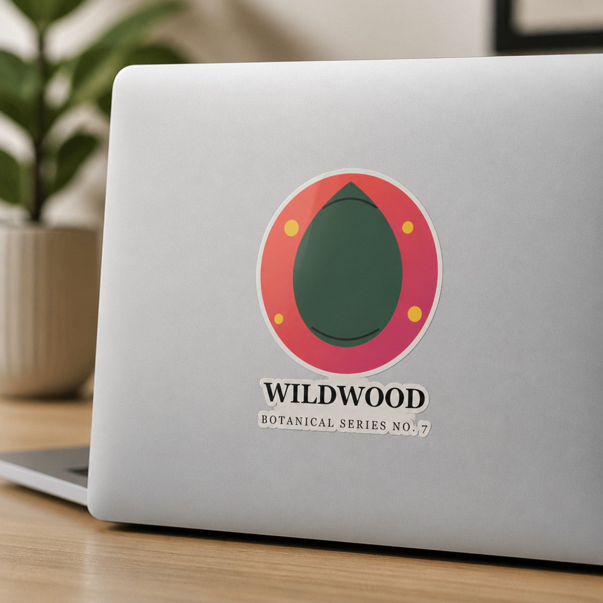 AI-generated sticker mockup on a laptop