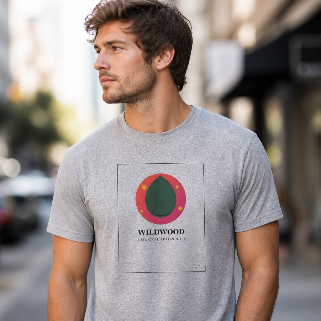 AI-generated t-shirt mockup worn by a model